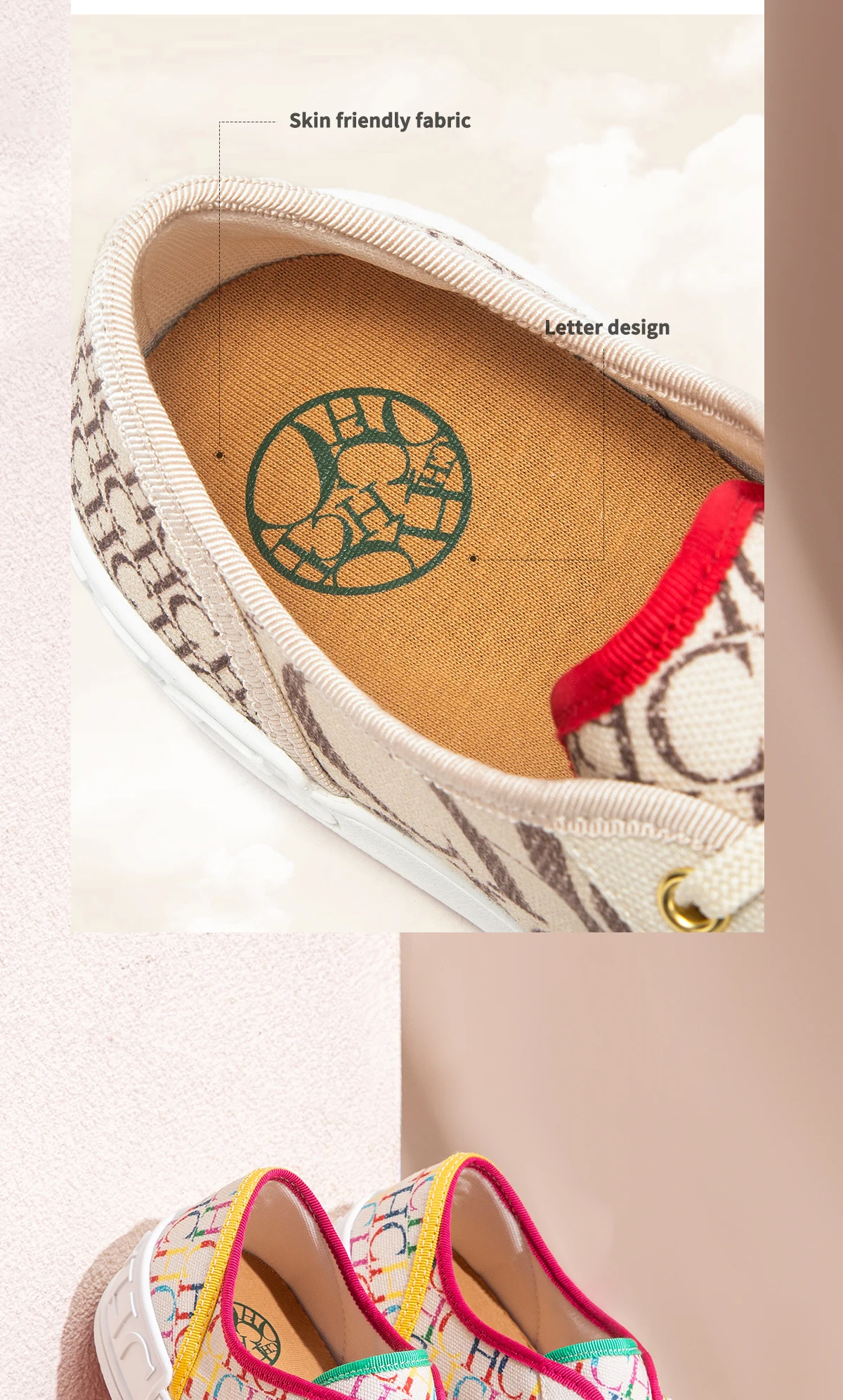 C-H Women's Casual Shoes Autumn New Comfortable Canvas Shoes Skeleton Correction Woman Walking Shoes