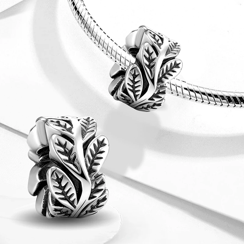 925 Sterling Silver Exquisite Leaf and Flower Horticulture Charms Beads Fit Original  Bracelets Bangles Fine Jewelry Gift