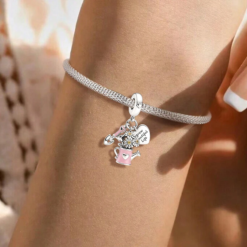 925 Sterling Silver Exquisite Leaf and Flower Horticulture Charms Beads Fit Original  Bracelets Bangles Fine Jewelry Gift