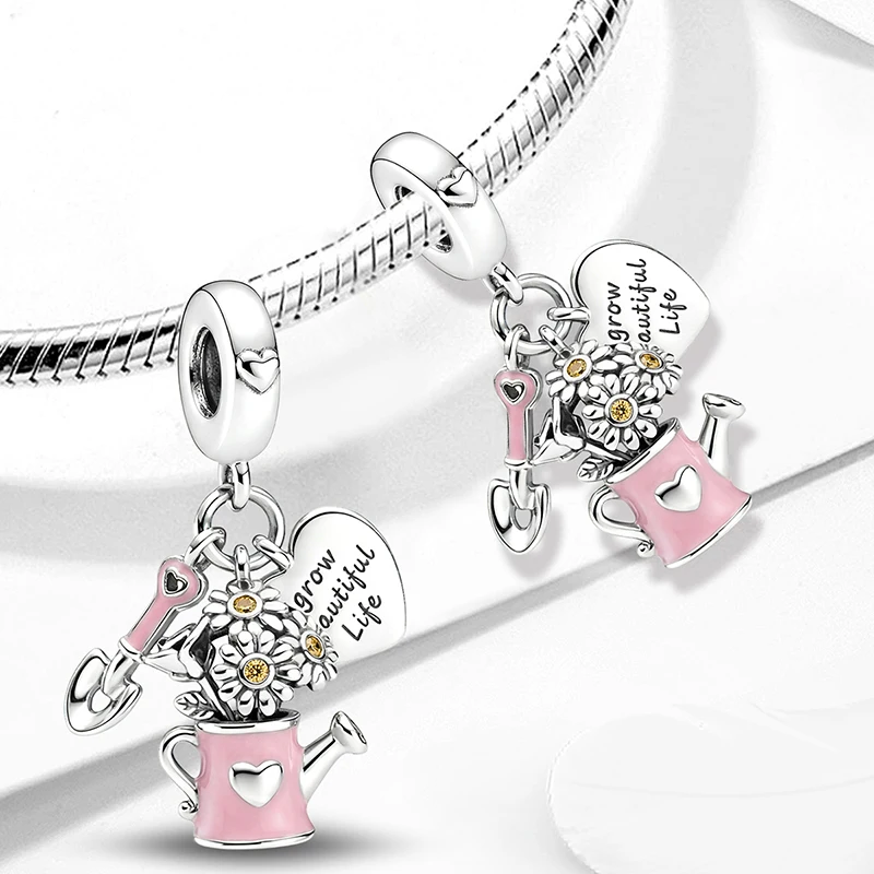 925 Sterling Silver Exquisite Leaf and Flower Horticulture Charms Beads Fit Original  Bracelets Bangles Fine Jewelry Gift