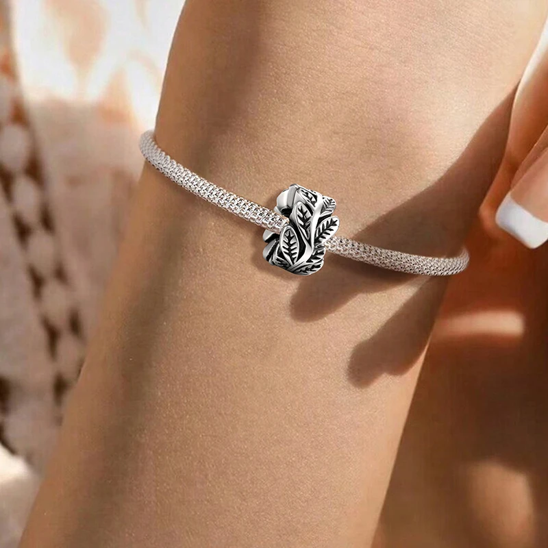 925 Sterling Silver Exquisite Leaf and Flower Horticulture Charms Beads Fit Original  Bracelets Bangles Fine Jewelry Gift