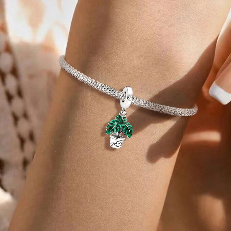 925 Sterling Silver Exquisite Leaf and Flower Horticulture Charms Beads Fit Original  Bracelets Bangles Fine Jewelry Gift