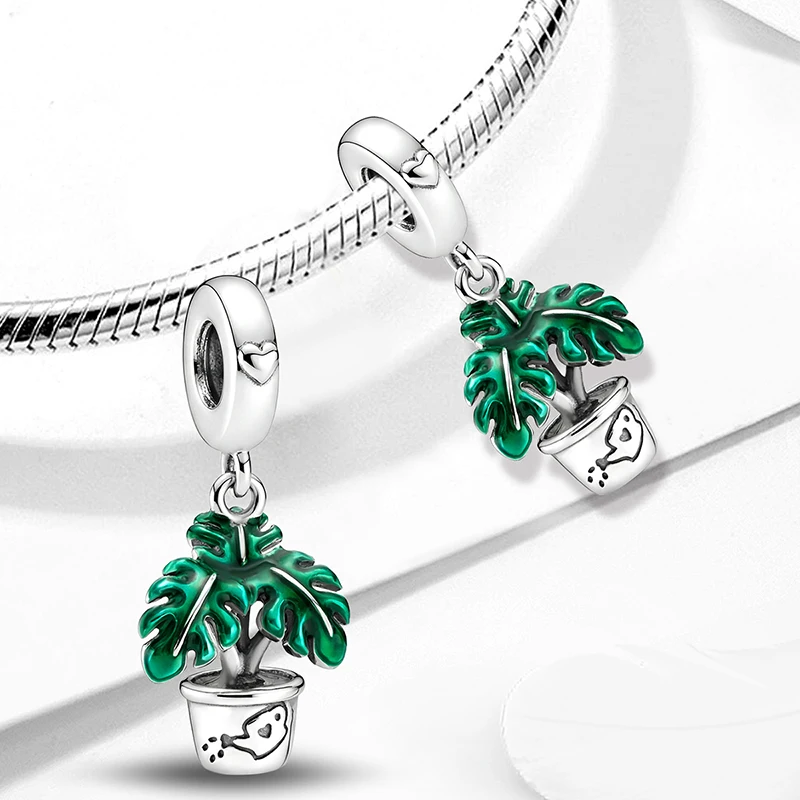 925 Sterling Silver Exquisite Leaf and Flower Horticulture Charms Beads Fit Original  Bracelets Bangles Fine Jewelry Gift