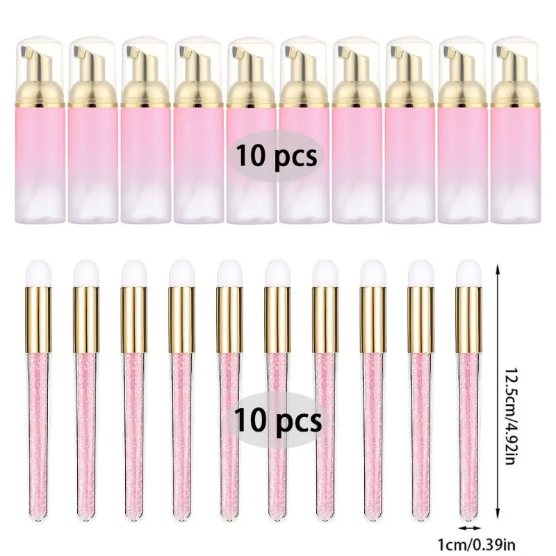 Grafting Eyelash Cleaning Kit 60ML Empty Foam Pump Dispenser Pore Deep Cleaning Brush Eyelash Extension Tube EVA Storage Bag