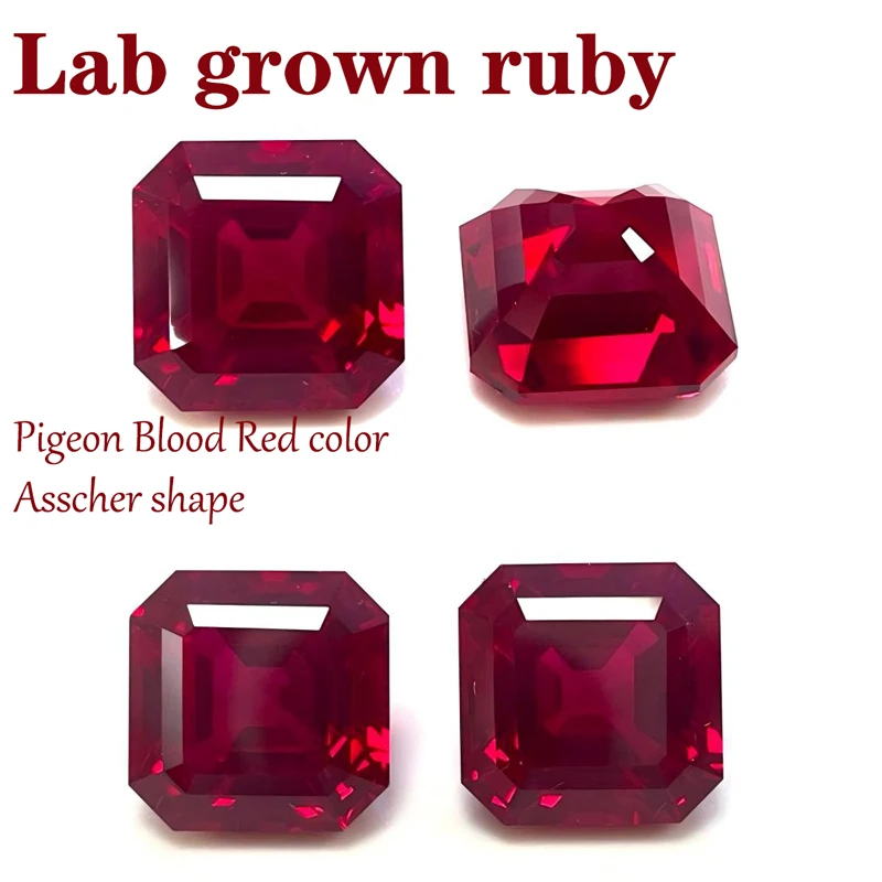 L-Ruby Sugar Tower Cut VVS1 Lab Grown Gemstone Pigeon Blood Red Certificate Advanced Charms Jewelry Making Materials Wholesale