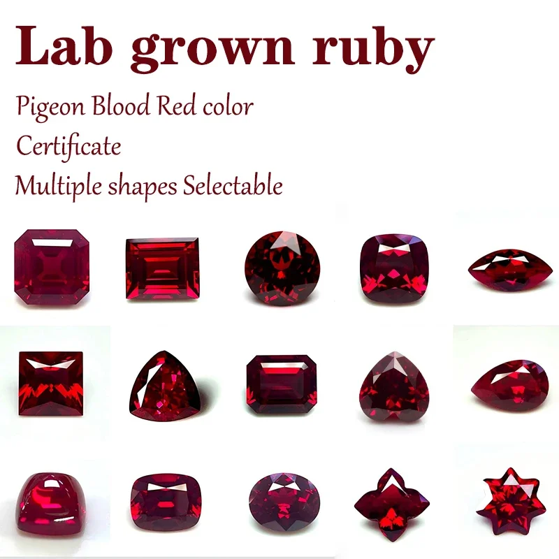 L-Ruby Sugar Tower Cut VVS1 Lab Grown Gemstone Pigeon Blood Red Certificate Advanced Charms Jewelry Making Materials Wholesale