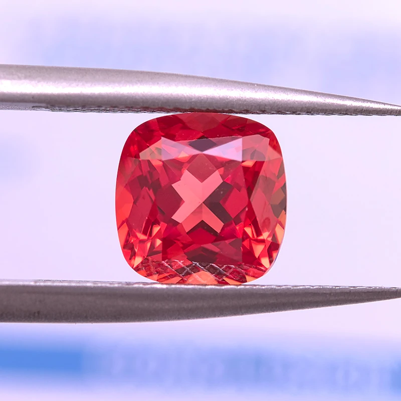 Lab Grown Padparadscha Cushion Cut Fire Lotus Color DIY Charms Jewelry Making Ring Necklace Earrings Main Materials Certificate