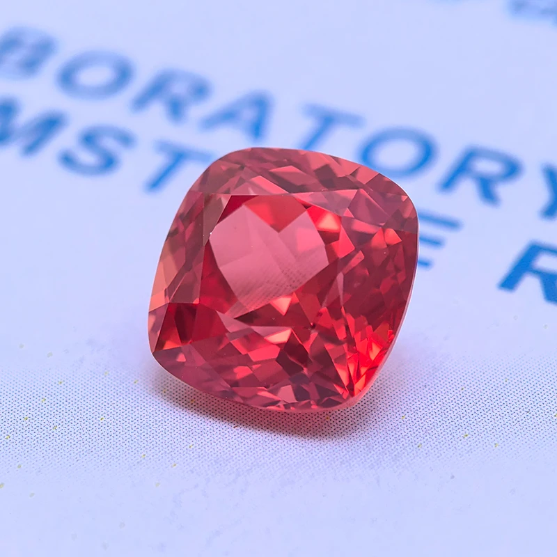 Lab Grown Padparadscha Cushion Cut Fire Lotus Color DIY Charms Jewelry Making Ring Necklace Earrings Main Materials Certificate