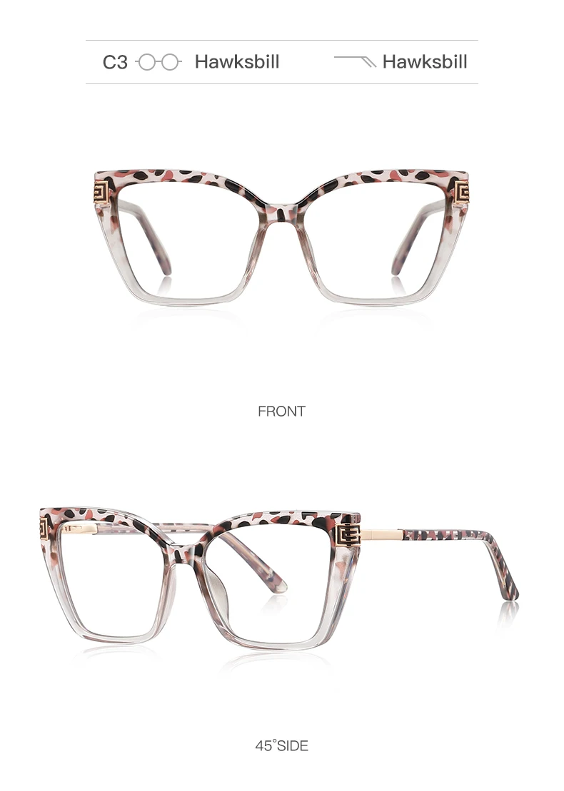 VKYEE Geometric Large Frame Personalized Fashion Design Ladies Blue Light Reading Glasses Customizable Prescription PFD2260