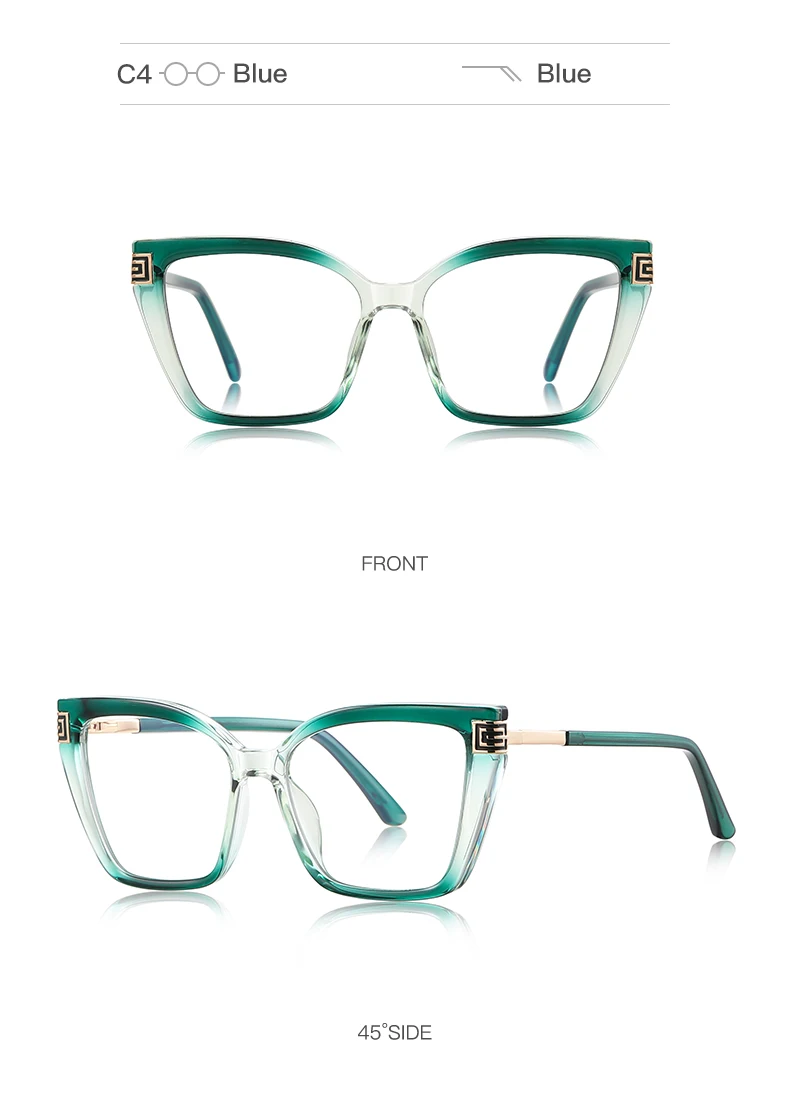 VKYEE Geometric Large Frame Personalized Fashion Design Ladies Blue Light Reading Glasses Customizable Prescription PFD2260