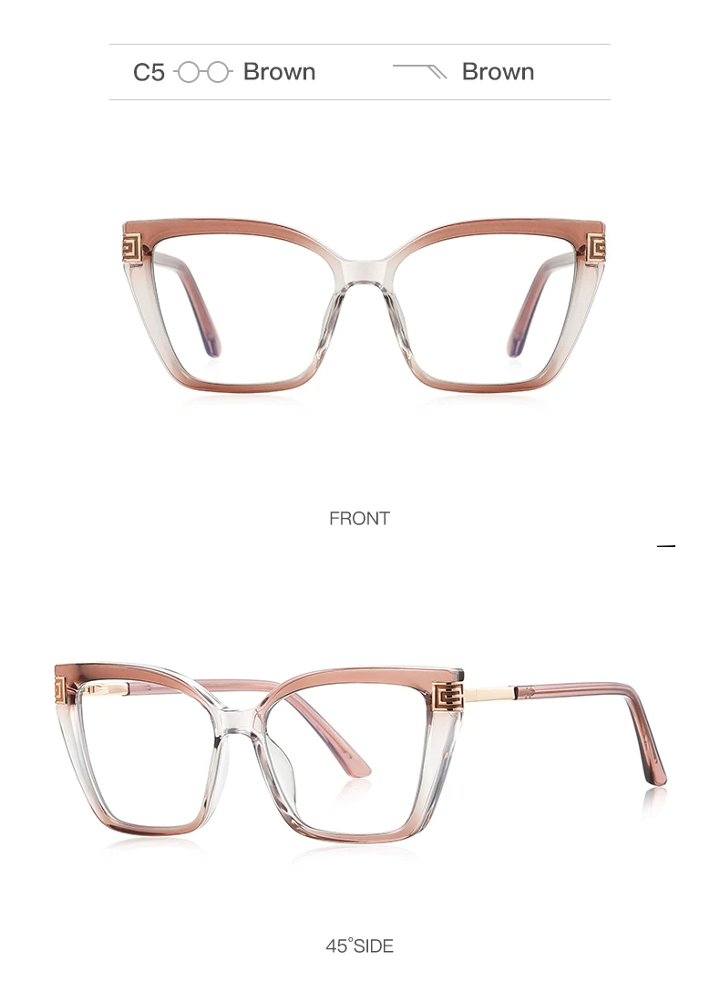 VKYEE Geometric Large Frame Personalized Fashion Design Ladies Blue Light Reading Glasses Customizable Prescription PFD2260