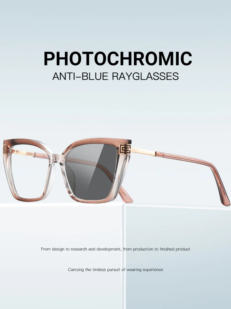 VKYEE Geometric Large Frame Personalized Fashion Design Ladies Blue Light Reading Glasses Customizable Prescription PFD2260