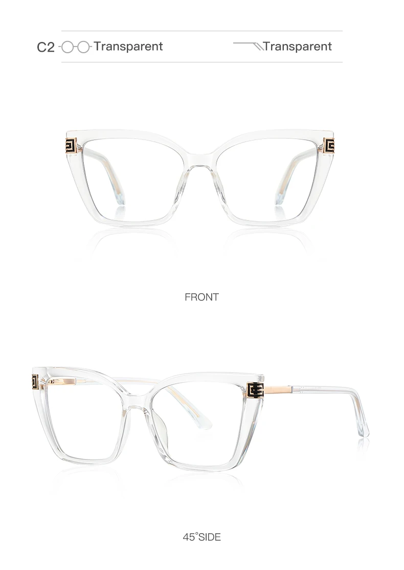 VKYEE Geometric Large Frame Personalized Fashion Design Ladies Blue Light Reading Glasses Customizable Prescription PFD2260