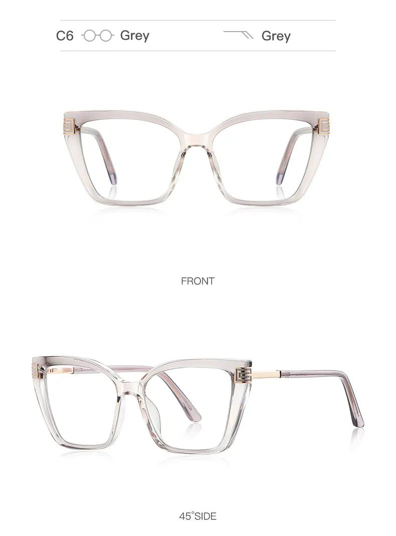 VKYEE Geometric Large Frame Personalized Fashion Design Ladies Blue Light Reading Glasses Customizable Prescription PFD2260