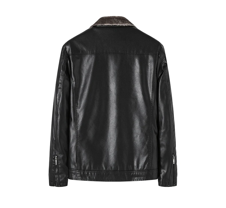 Men's Leather Jacket Autumn and Winter New Collection Coat with Fleece, Middle-Aged Leather Jacket, Light Business Casual Coat