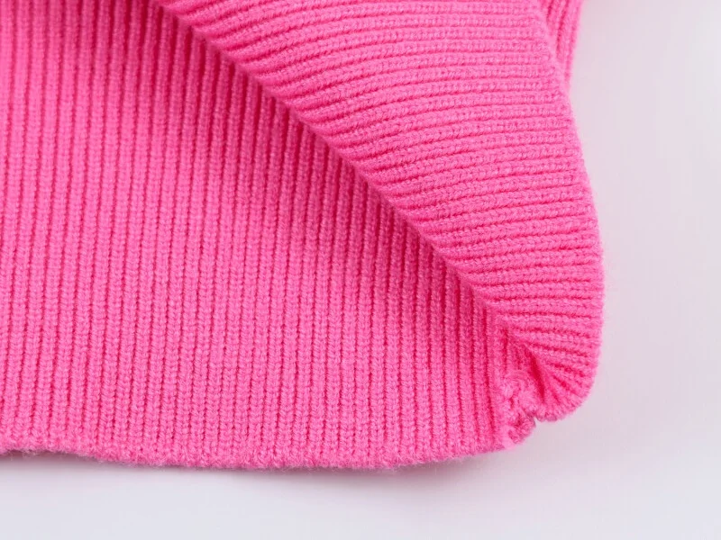 2026 Pink Red Striped Polo Knit Pullover - Women's Turn Down Collar Long Sleeve Loose Top, Spring Autumn Casual Wear for Daily