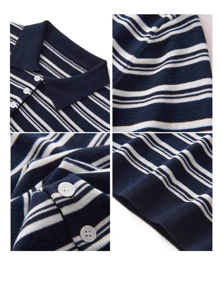 WinvyNee Summer Women's Pure Cotton Sweaters Polo T-Shirts White Half Sleeve Striped Tees Y2k Outerwears Pullover Tops ZA1523012