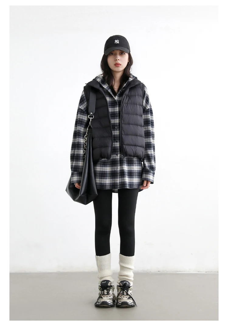 CHIC VEN Korean Women Shirt New Cotton Brushed Hooded Plaid Blouses Long Sleeved Oversize Female Coat Autumn Winter 2025
