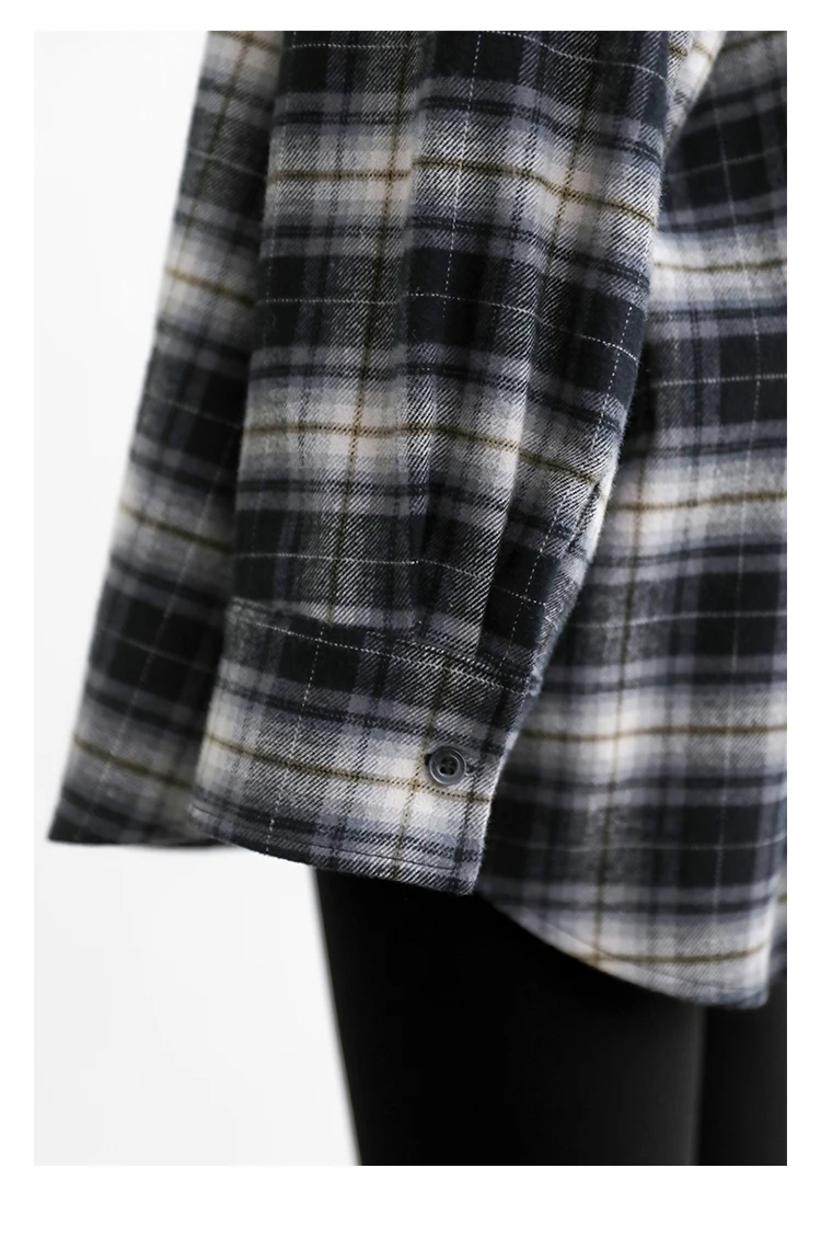CHIC VEN Korean Women Shirt New Cotton Brushed Hooded Plaid Blouses Long Sleeved Oversize Female Coat Autumn Winter 2025