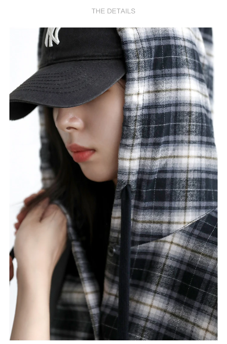 CHIC VEN Korean Women Shirt New Cotton Brushed Hooded Plaid Blouses Long Sleeved Oversize Female Coat Autumn Winter 2025