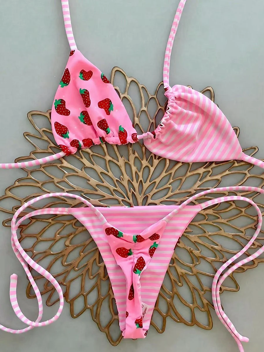 Micro Bikinis 2027 Push Up Women Swimsuit String Swimwear Brazilian Bikini Set Halter Biquini Floral Swimsuit Solid Beachwear
