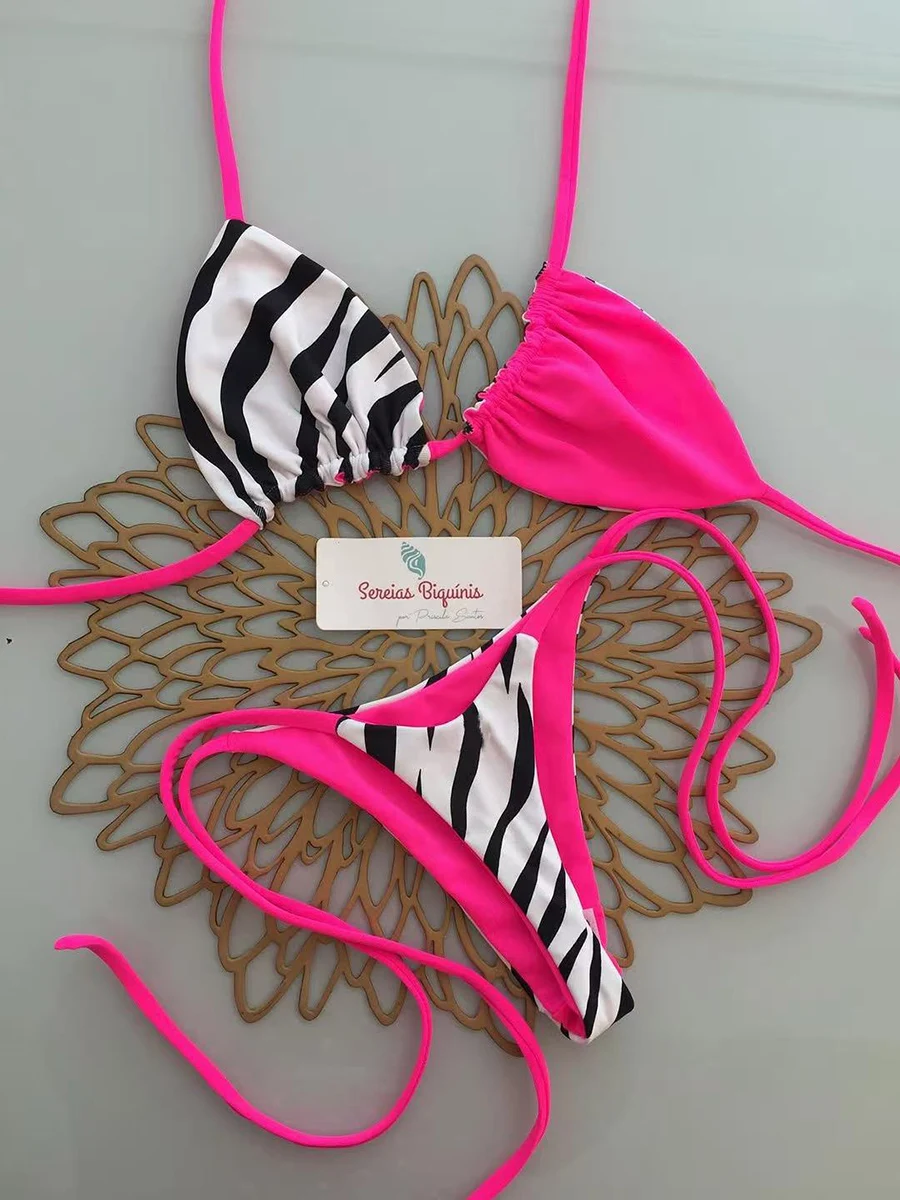 Micro Bikinis 2027 Push Up Women Swimsuit String Swimwear Brazilian Bikini Set Halter Biquini Floral Swimsuit Solid Beachwear