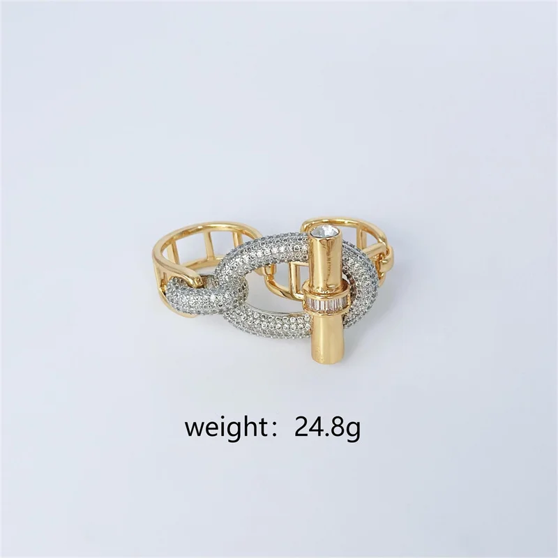 18k Gold Plated Copper Zircon OT Buckle Necklace Bracelets Ring Earring For Women Party Banquet Jewelry Set Accessory