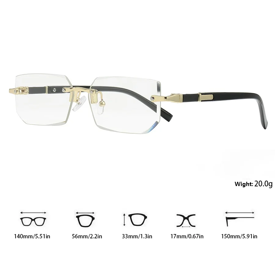 36PCS Rimless Sunglasses for Men and Women, Rectangle Gradient Lens, Metal Frame, Colored Lenses, Unisex Eyewear, Luxury Fashion
