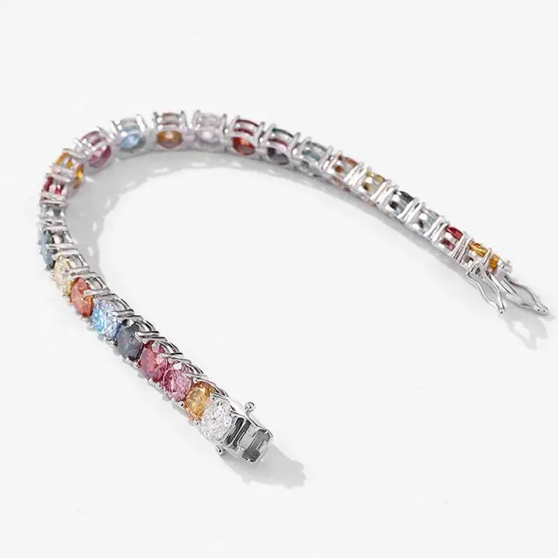 TY 3MM 5MM 6.5MM Colored Tennis Moissanite Gemstone Bracelets Hand Chain 100% 925Sterling Sier Fine Jewelry Party Gift