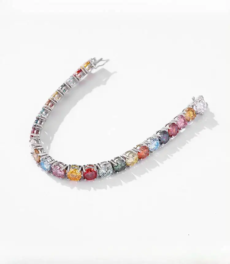 TY 3MM 5MM 6.5MM Colored Tennis Moissanite Gemstone Bracelets Hand Chain 100% 925Sterling Sier Fine Jewelry Party Gift