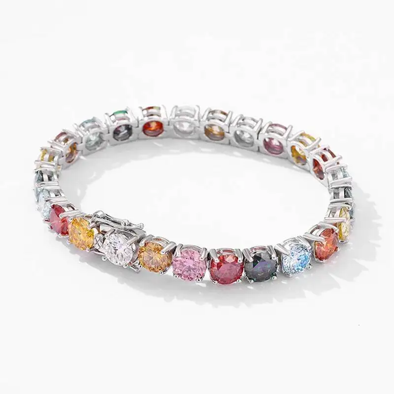 TY 3MM 5MM 6.5MM Colored Tennis Moissanite Gemstone Bracelets Hand Chain 100% 925Sterling Sier Fine Jewelry Party Gift