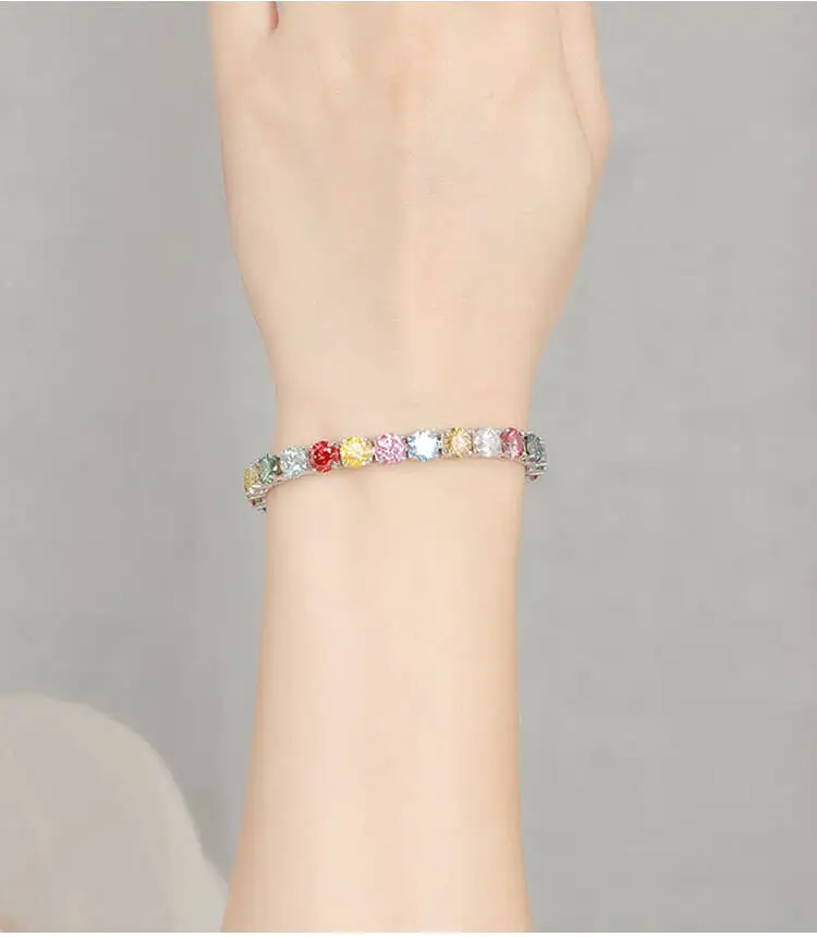 TY 3MM 5MM 6.5MM Colored Tennis Moissanite Gemstone Bracelets Hand Chain 100% 925Sterling Sier Fine Jewelry Party Gift
