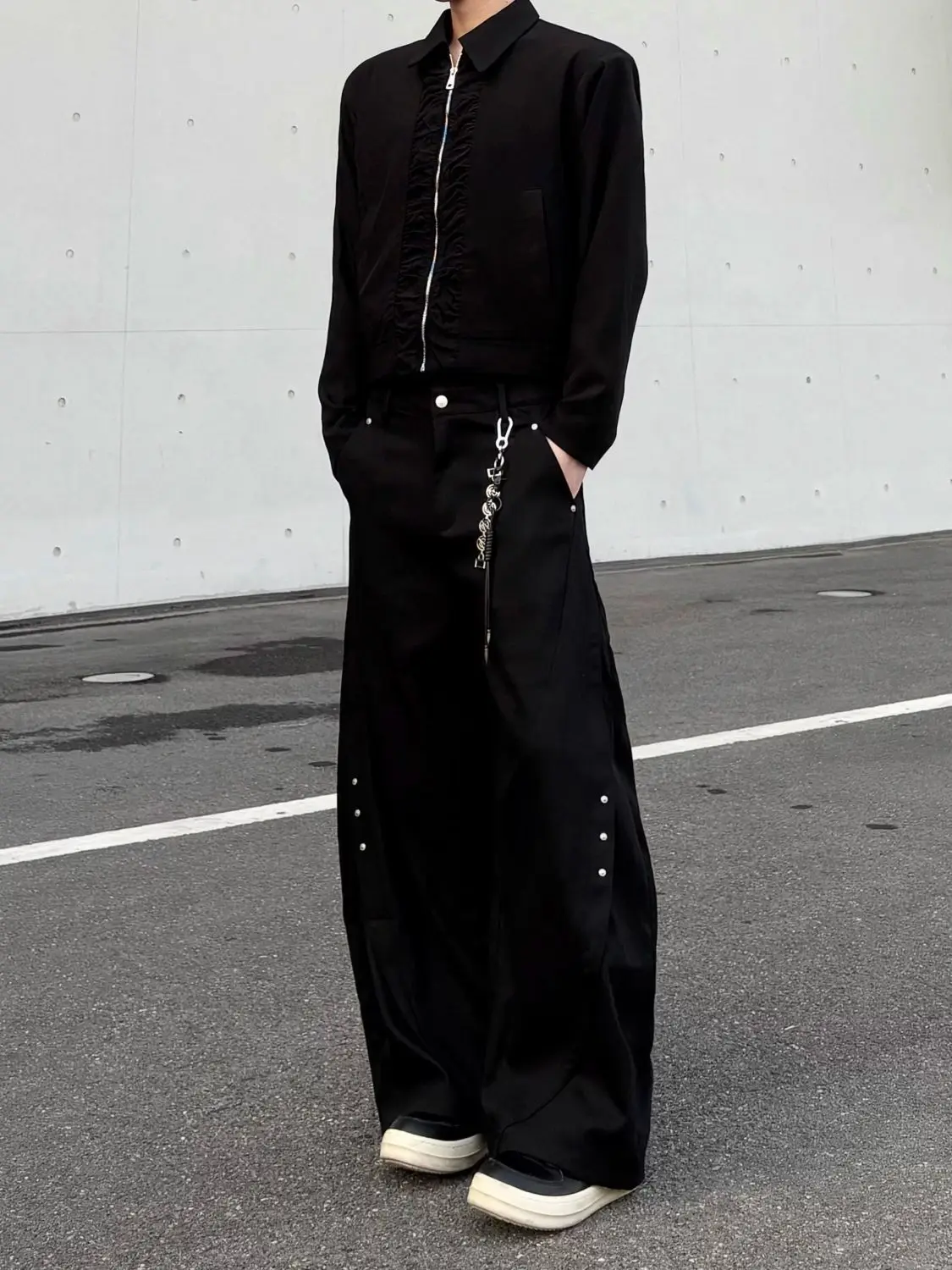 Y2k Streetwear Brown Baggy Pants Men Button Wide Leg Suit Pants Cleanfit Straight Long Curved Trouser Loose Casual