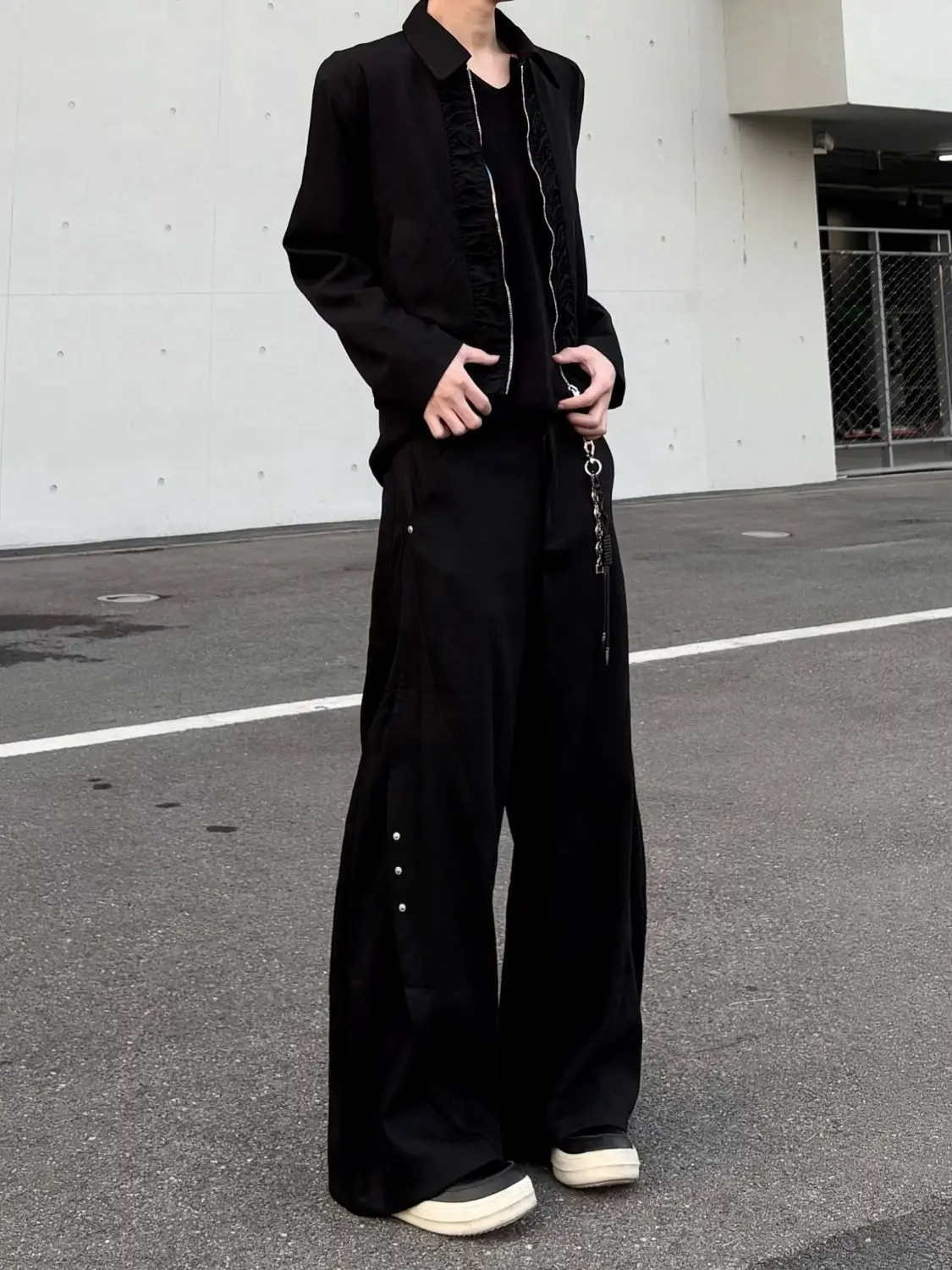 Y2k Streetwear Brown Baggy Pants Men Button Wide Leg Suit Pants Cleanfit Straight Long Curved Trouser Loose Casual