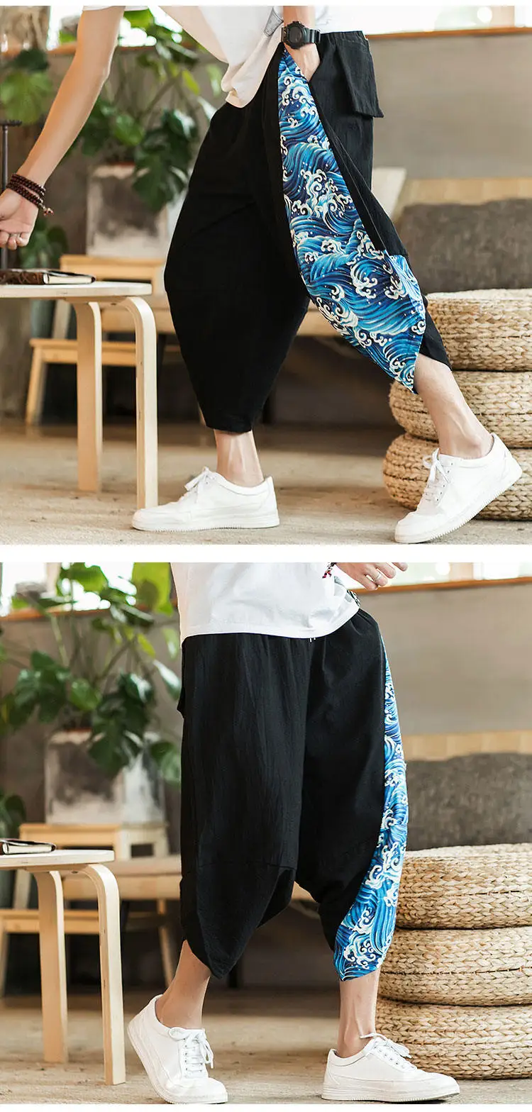Summer Beach Shorts Men New Hawaiian Print Comfortable Calf Length Pants Men Cotton Breathable Loose Fashion Men Casual Trousers