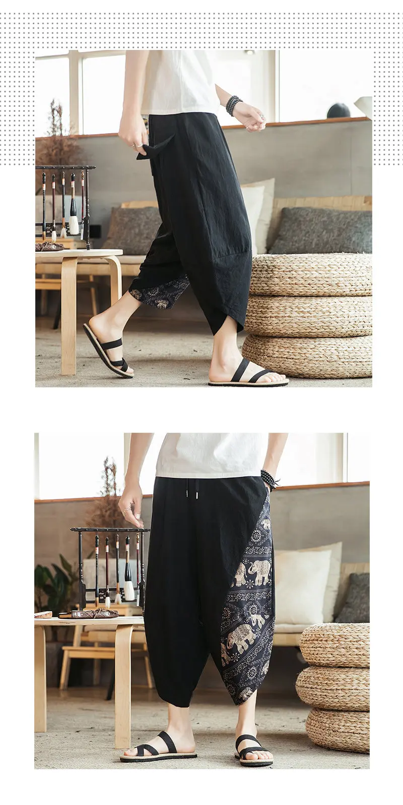 Summer Beach Shorts Men New Hawaiian Print Comfortable Calf Length Pants Men Cotton Breathable Loose Fashion Men Casual Trousers