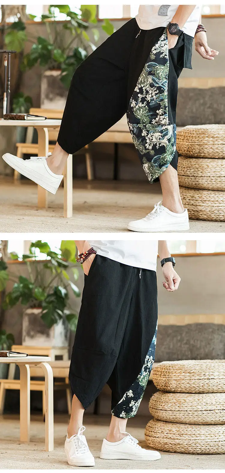 Summer Beach Shorts Men New Hawaiian Print Comfortable Calf Length Pants Men Cotton Breathable Loose Fashion Men Casual Trousers