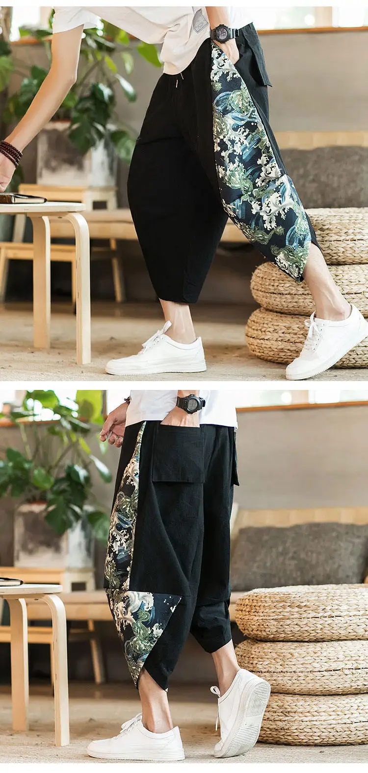 Summer Beach Shorts Men New Hawaiian Print Comfortable Calf Length Pants Men Cotton Breathable Loose Fashion Men Casual Trousers