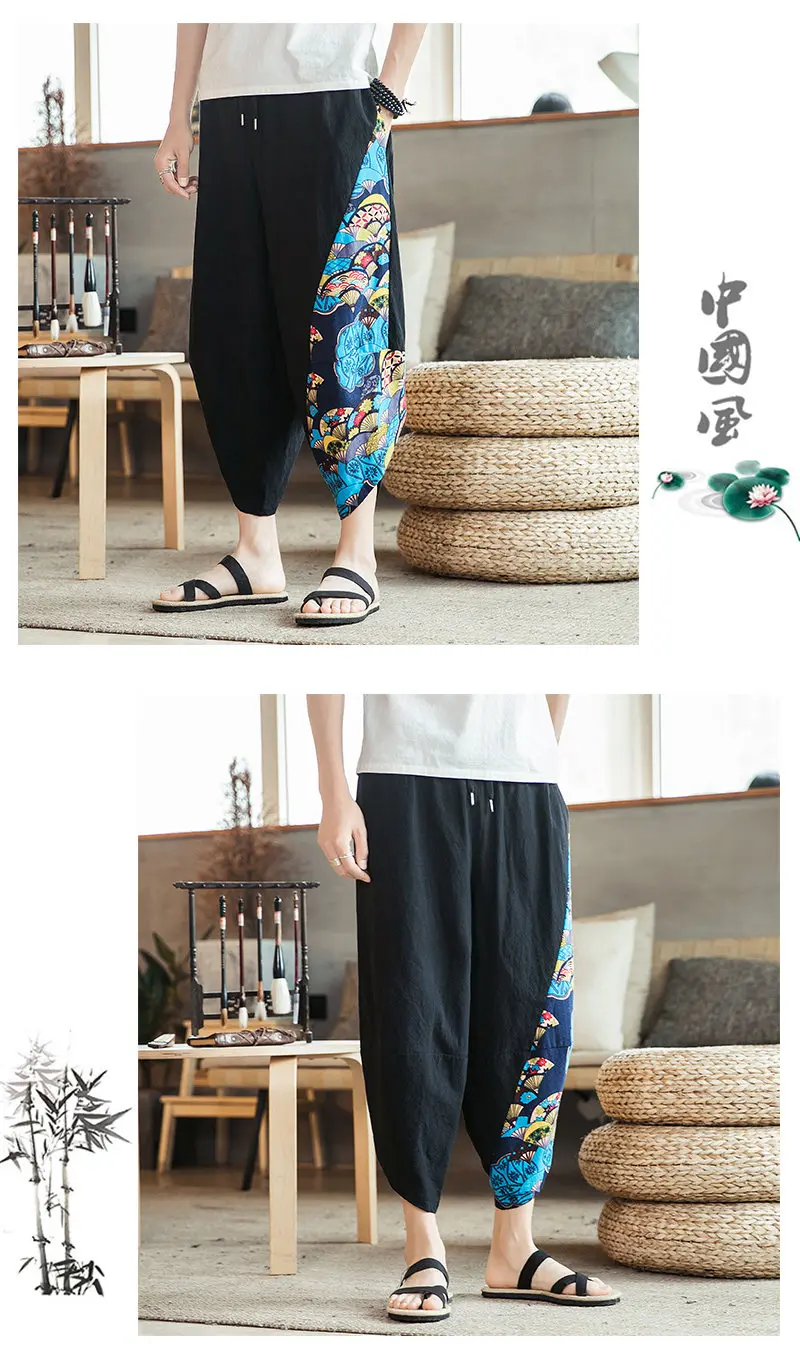 Summer Beach Shorts Men New Hawaiian Print Comfortable Calf Length Pants Men Cotton Breathable Loose Fashion Men Casual Trousers