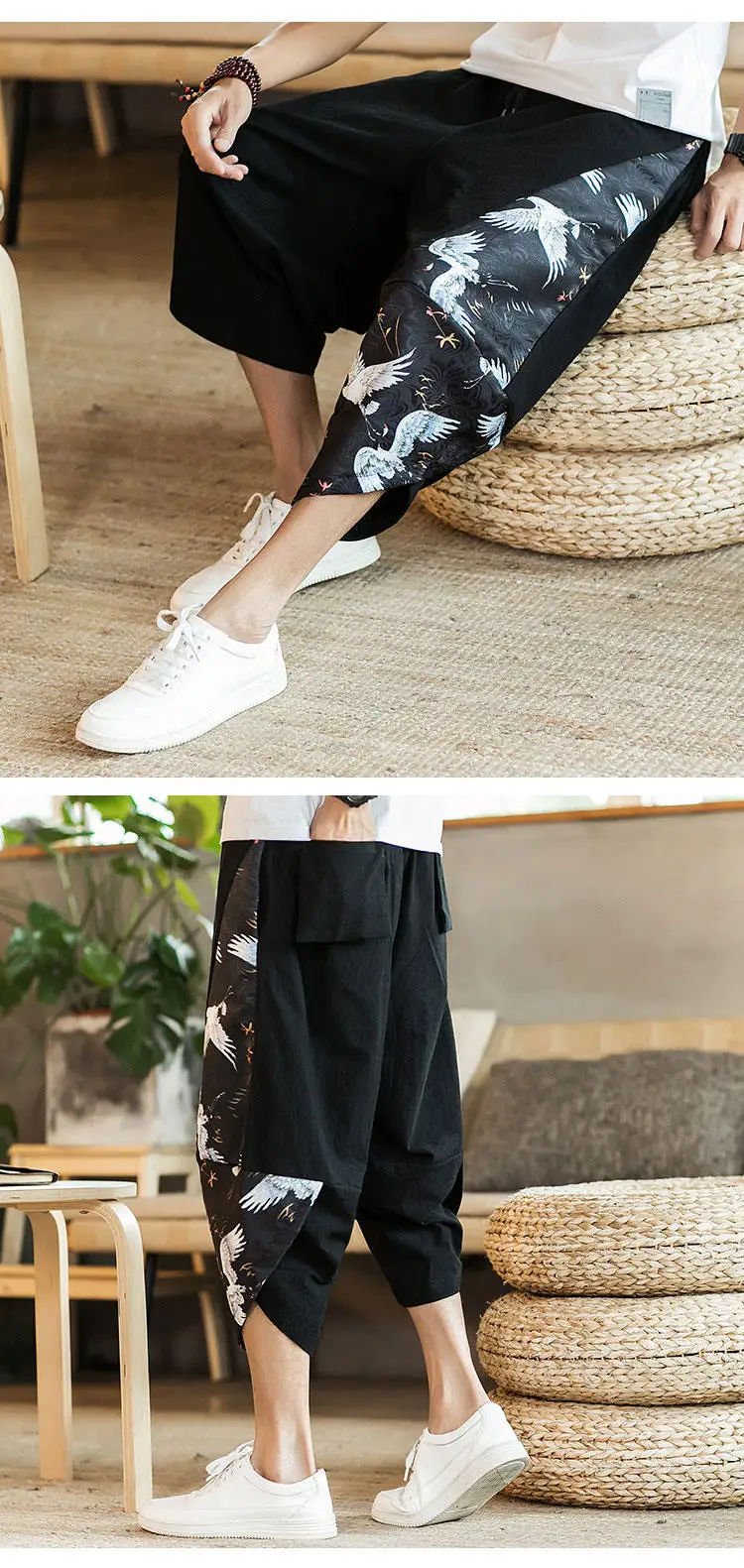 Summer Beach Shorts Men New Hawaiian Print Comfortable Calf Length Pants Men Cotton Breathable Loose Fashion Men Casual Trousers