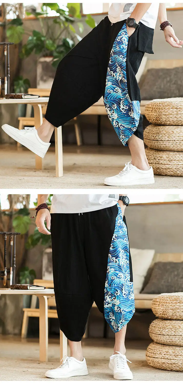 Summer Beach Shorts Men New Hawaiian Print Comfortable Calf Length Pants Men Cotton Breathable Loose Fashion Men Casual Trousers