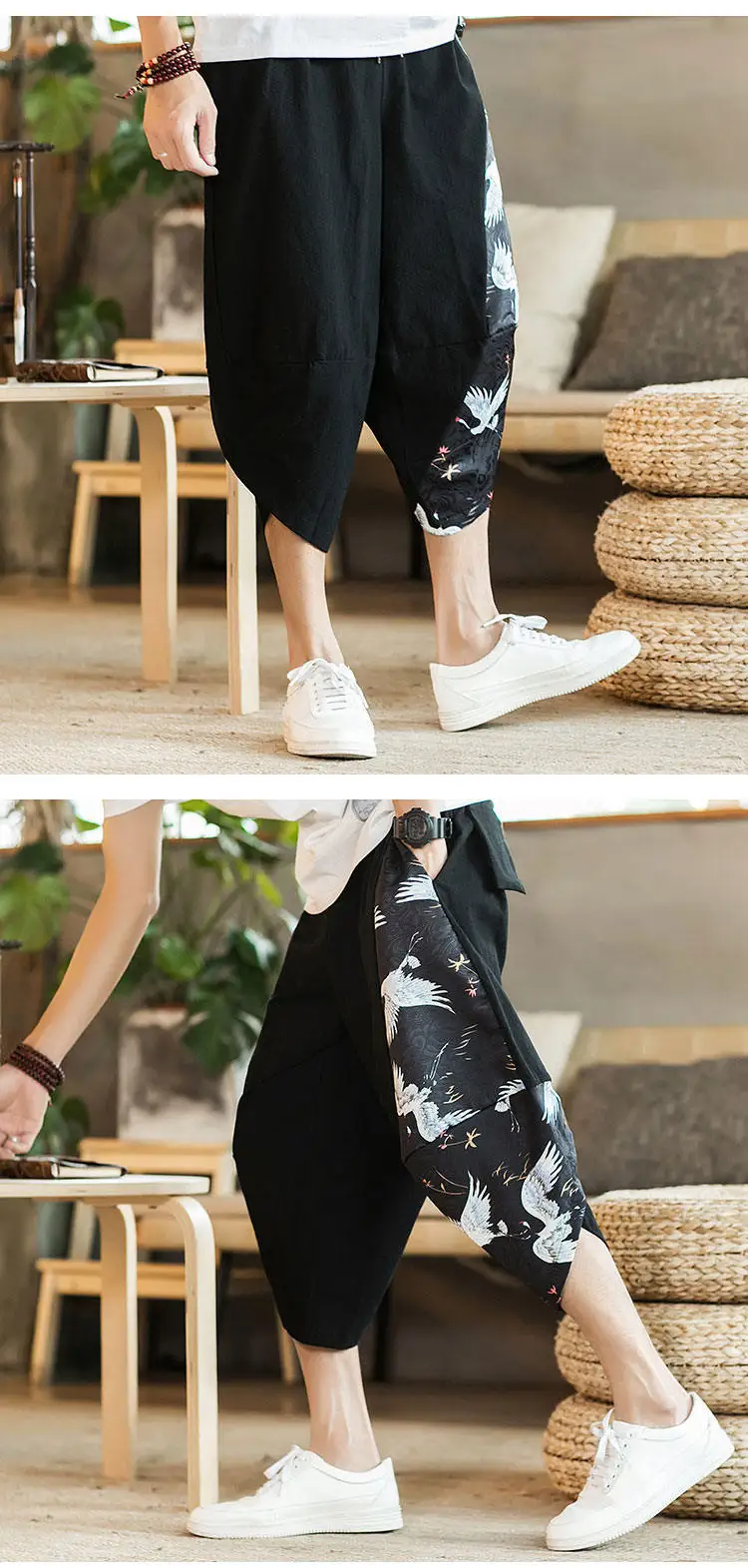 Summer Beach Shorts Men New Hawaiian Print Comfortable Calf Length Pants Men Cotton Breathable Loose Fashion Men Casual Trousers