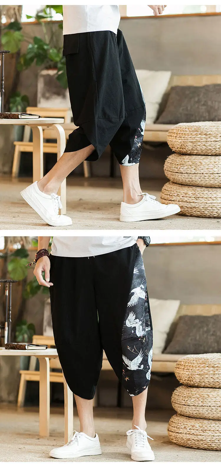 Summer Beach Shorts Men New Hawaiian Print Comfortable Calf Length Pants Men Cotton Breathable Loose Fashion Men Casual Trousers
