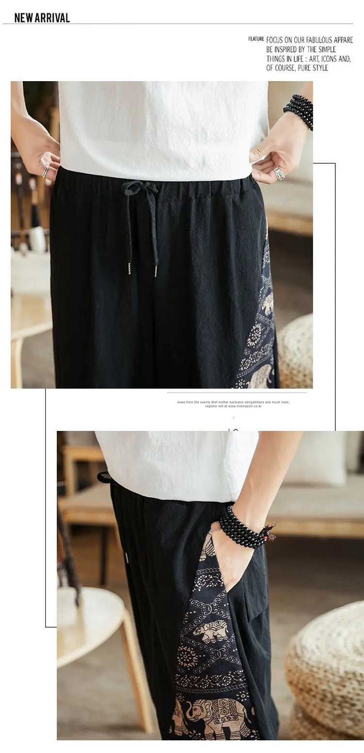 Summer Beach Shorts Men New Hawaiian Print Comfortable Calf Length Pants Men Cotton Breathable Loose Fashion Men Casual Trousers