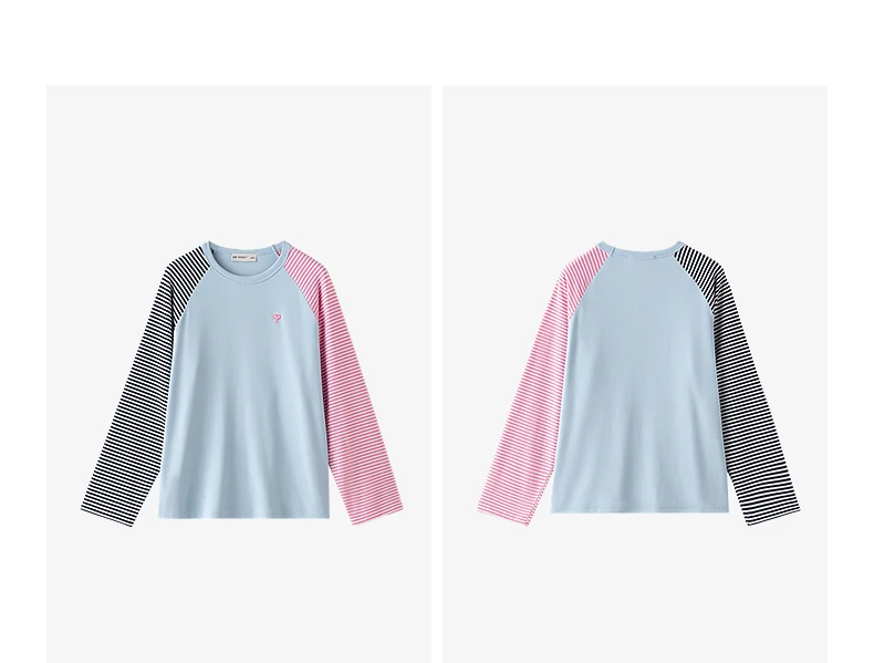 TOYOUTH Women's Long Sleeve T Shirt 2026 Autumn New EcoCosy Colorblock Raglan Stripe Sweet Cool Preppy Sporty Casual Tops