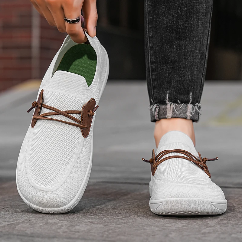 Mens Big Size Flat Wide Toe Shoes 49 50 51 52 53 54 Barefoot Comfort Minimalist Zero Drop Summer Breathable Slip-on Mesh Shoes
