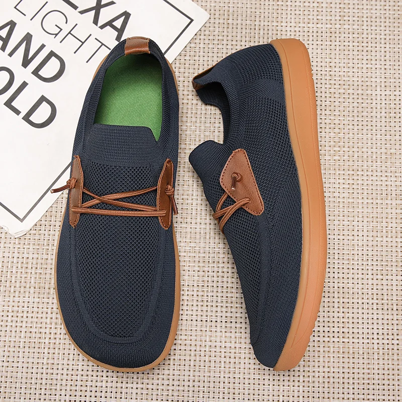 Mens Big Size Flat Wide Toe Shoes 49 50 51 52 53 54 Barefoot Comfort Minimalist Zero Drop Summer Breathable Slip-on Mesh Shoes