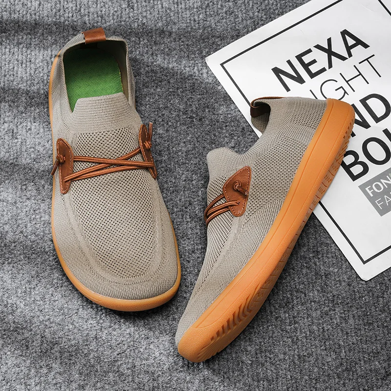 Mens Big Size Flat Wide Toe Shoes 49 50 51 52 53 54 Barefoot Comfort Minimalist Zero Drop Summer Breathable Slip-on Mesh Shoes