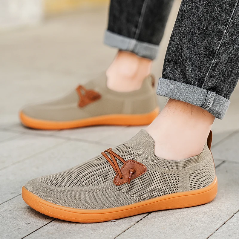 Mens Big Size Flat Wide Toe Shoes 49 50 51 52 53 54 Barefoot Comfort Minimalist Zero Drop Summer Breathable Slip-on Mesh Shoes