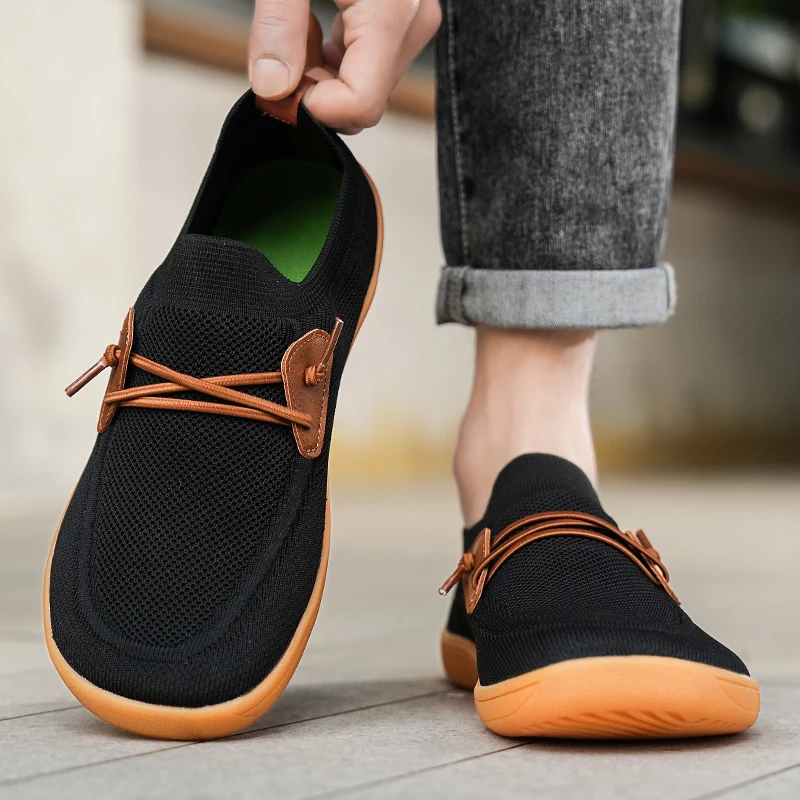 Mens Big Size Flat Wide Toe Shoes 49 50 51 52 53 54 Barefoot Comfort Minimalist Zero Drop Summer Breathable Slip-on Mesh Shoes
